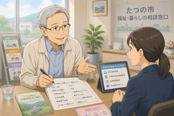 たつの市で身元保証を検討する際に、不安な場面や必要な支援範囲を整理する重要性を解説する画像