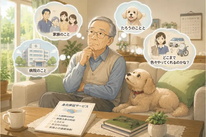 豊岡市で身元保証サービスを検討する際に、入院対応、施設入居支援、生活支援、緊急時対応、家族との連絡体制を確認する画像