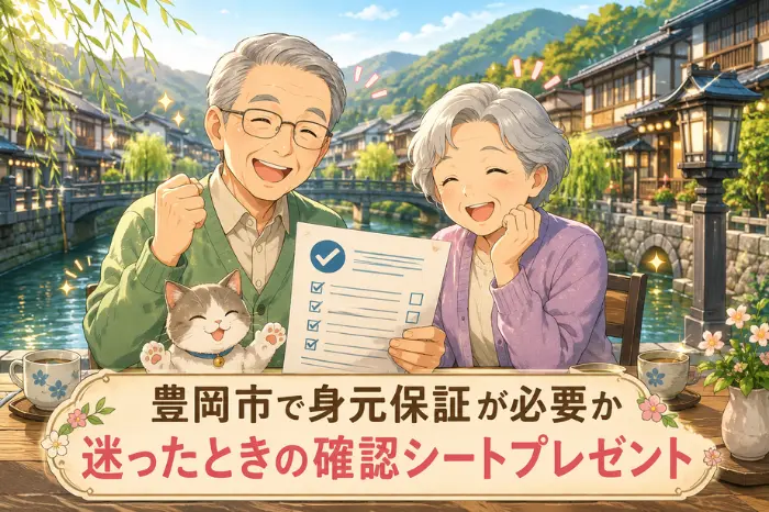 豊岡市で身元保証が必要か迷った時に、親の生活状況や家族の対応範囲、病院や老人ホームからの確認事項を整理できる確認シートの画像