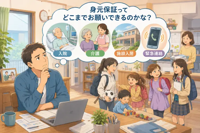 宍粟市で身元保証を検討する際に、費用やサービス内容、対応範囲などの注意点を解説する画像