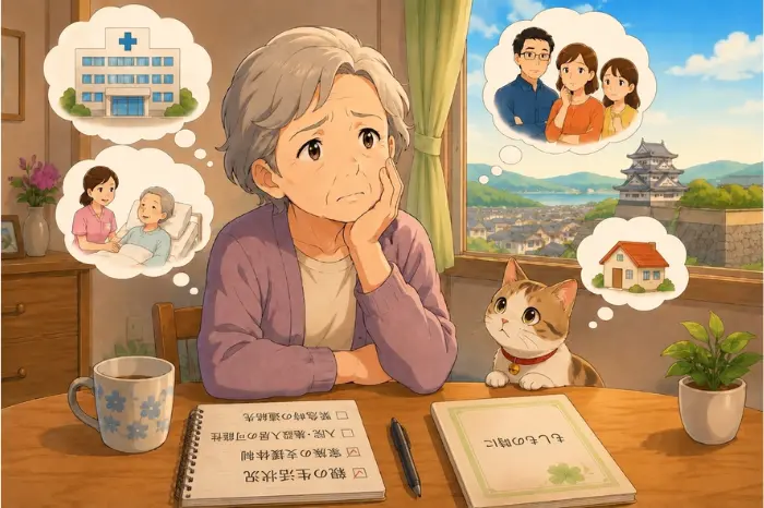 赤穂市で身元保証に不安がある方が、親の生活状況や家族の支援体制を確認する画像